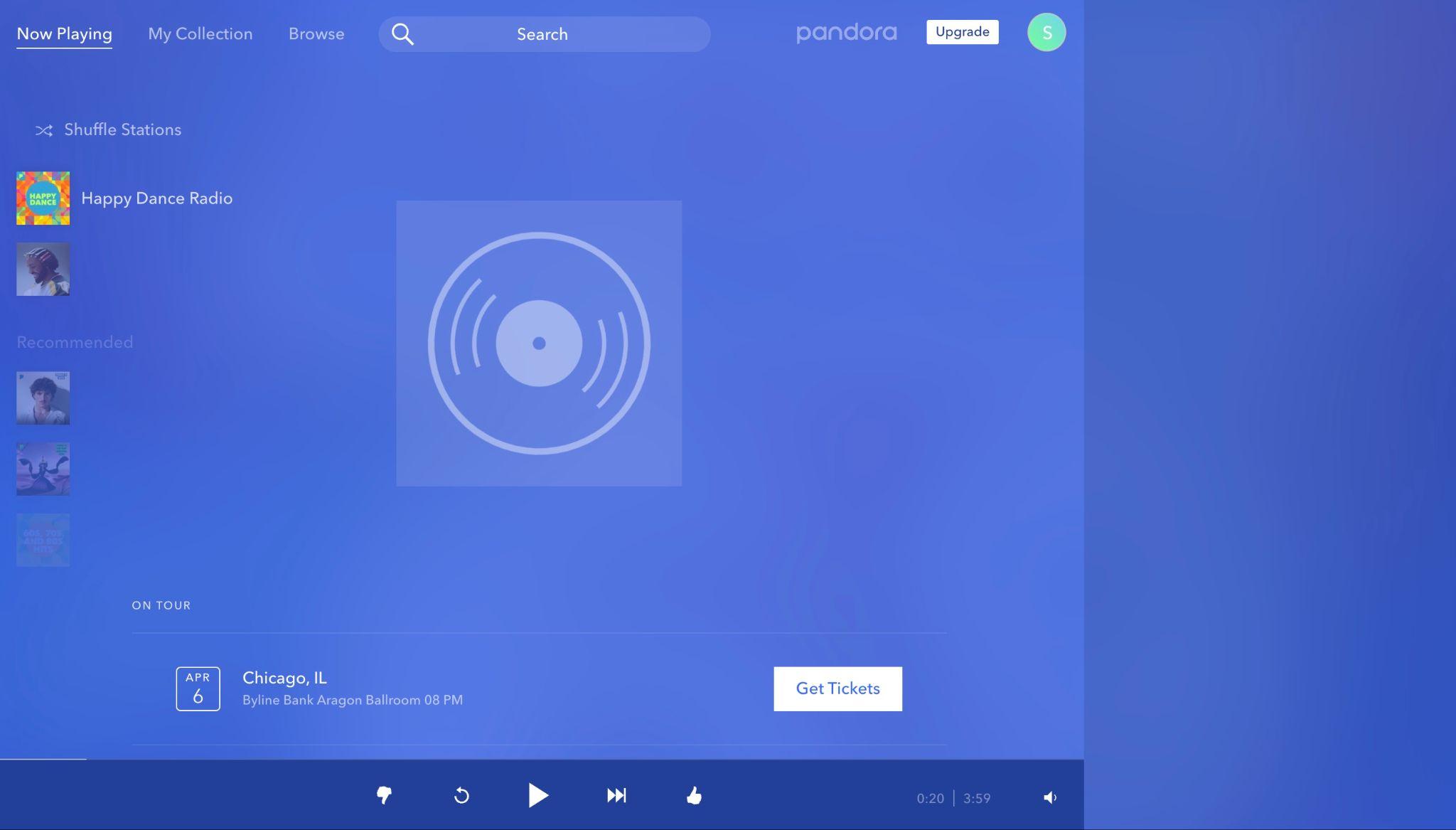 Pandora Radioで音楽を再生