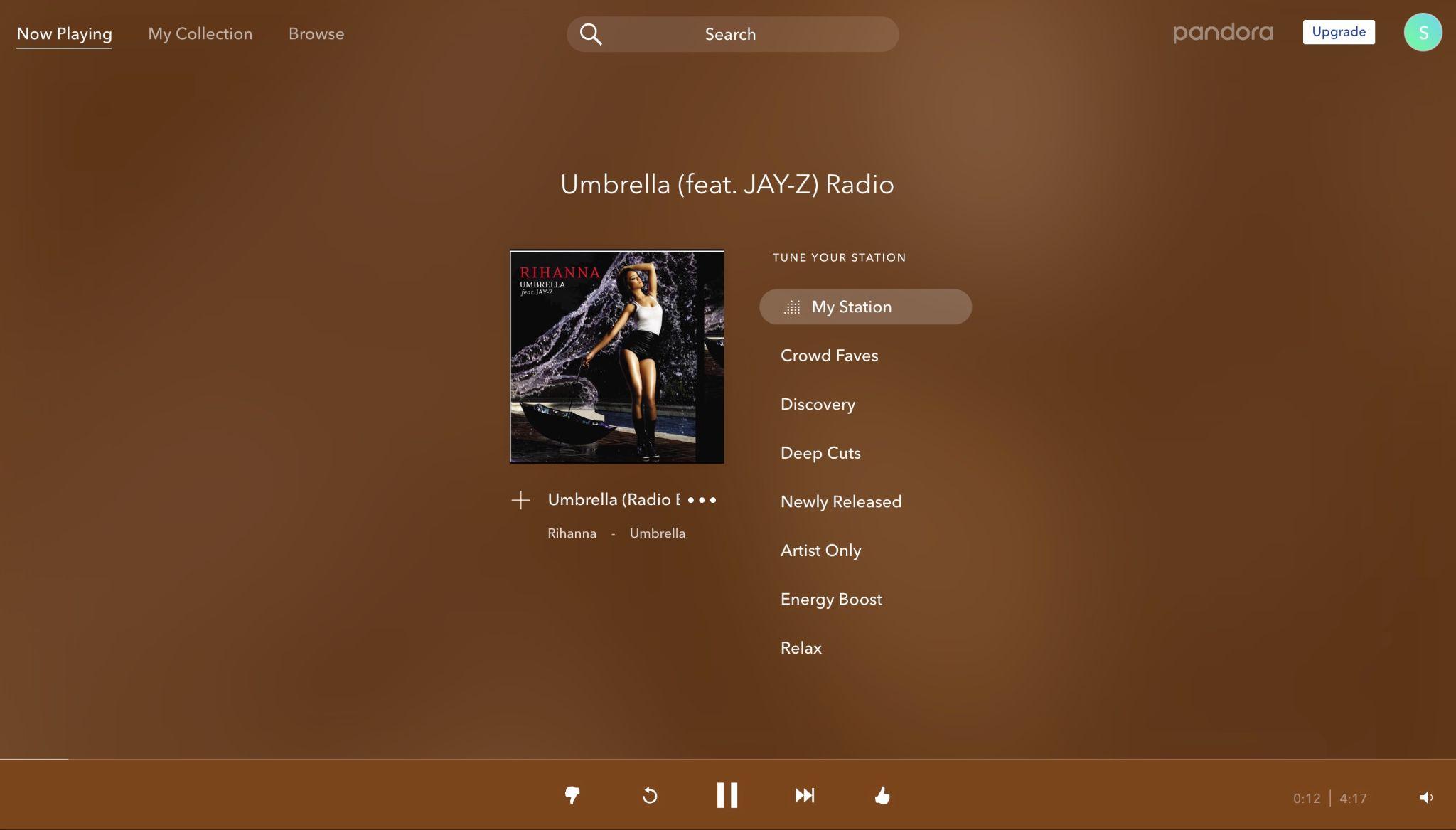 Pandora Radioのステーション作成完了