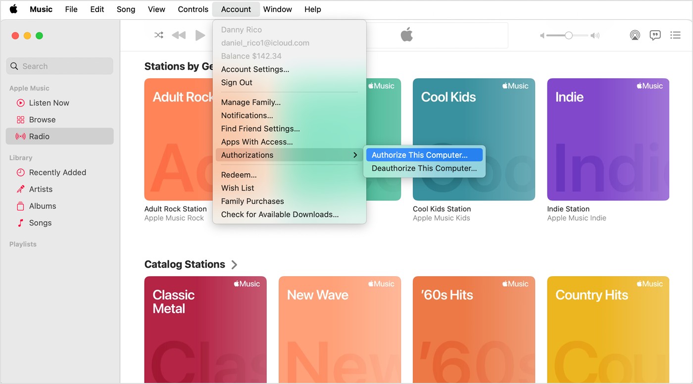 Apple Music 帳戶設定 - 全部解除授權