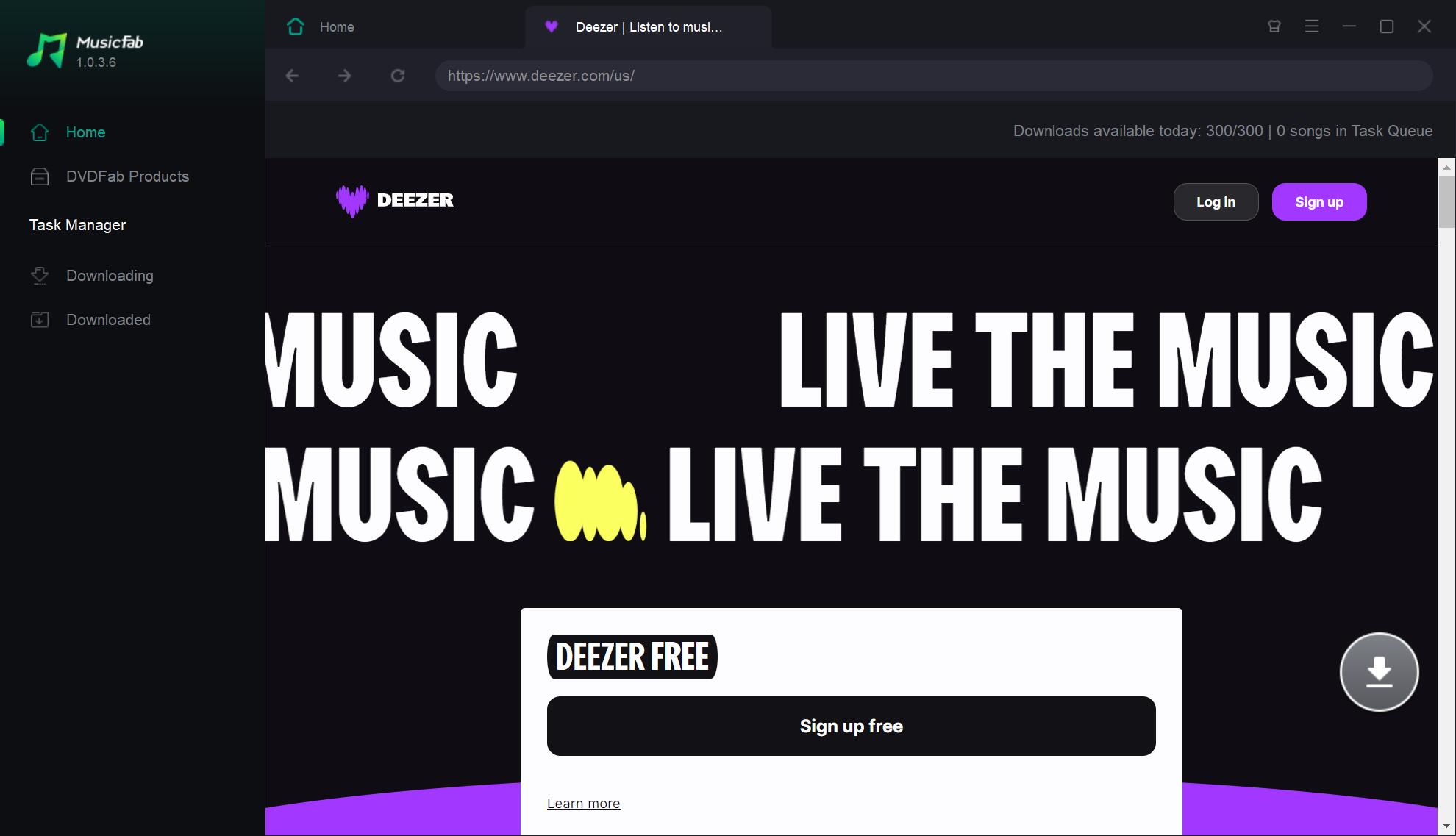 Log in to your Deezer account