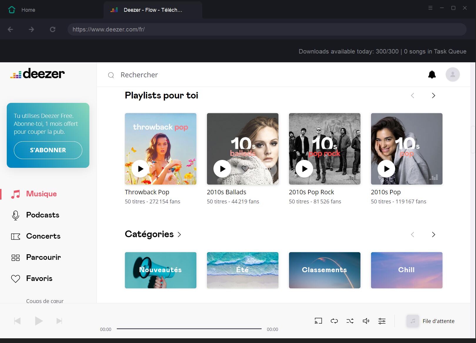 Select the Deezer tracks to download