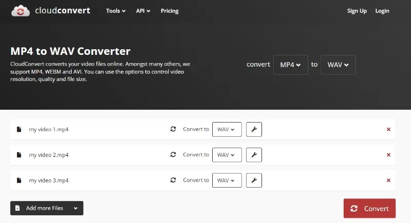 CloudConvert 轉檔介面
