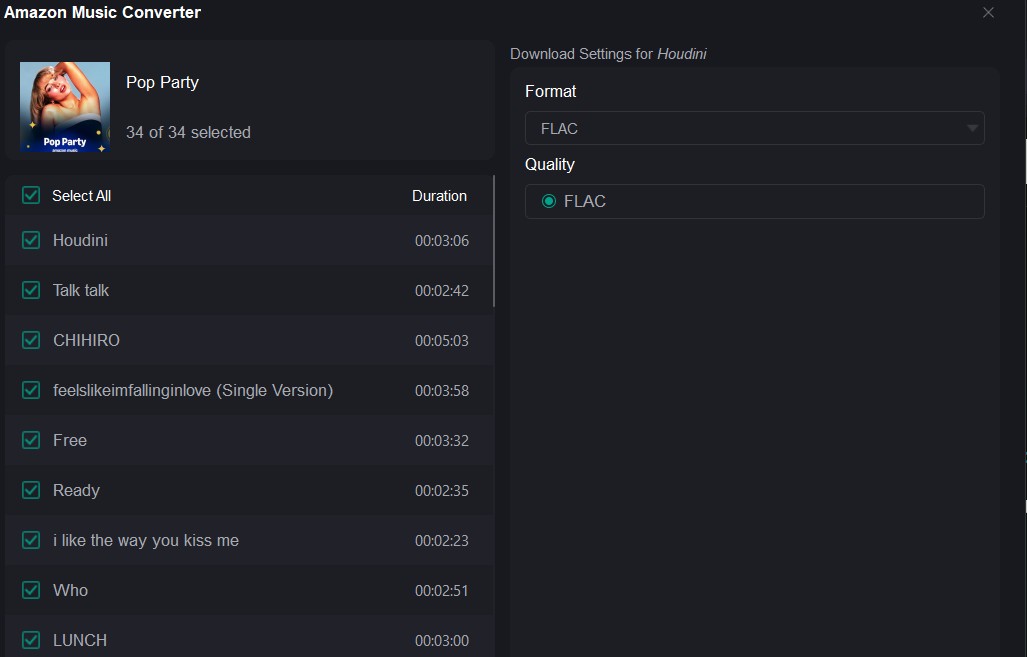 Search and play the track you wish to download