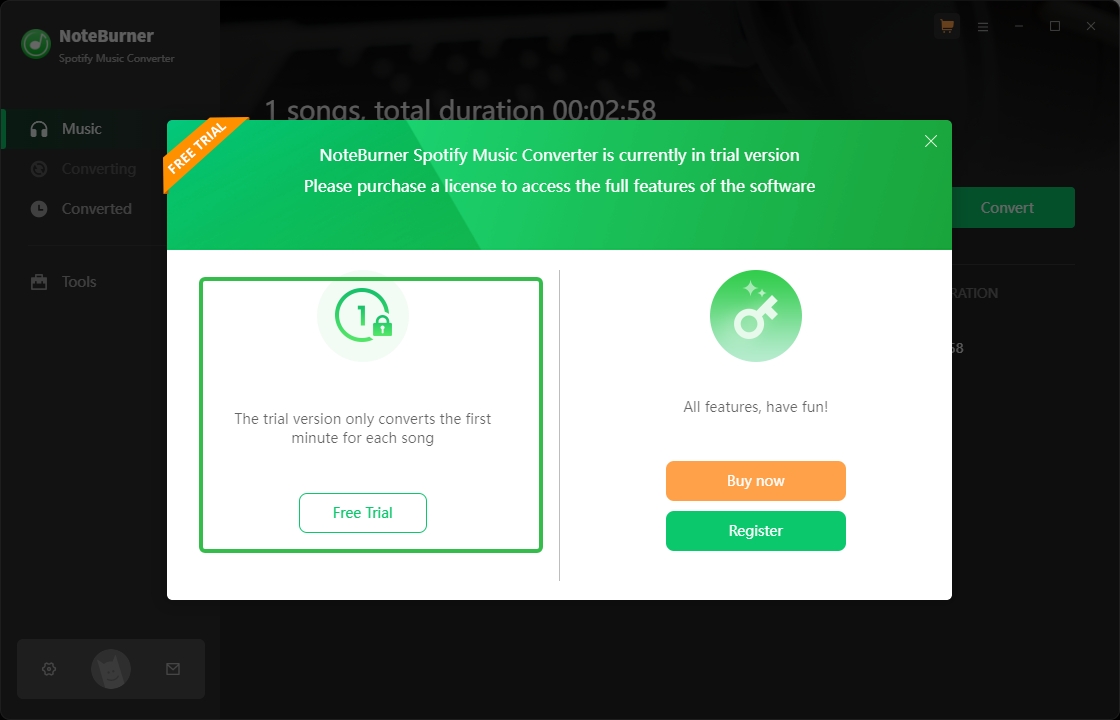 free trial screenshot of noteburner