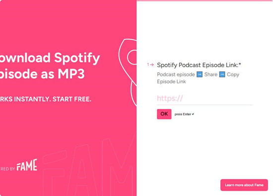 copy your podcast episode link on Spotify.
